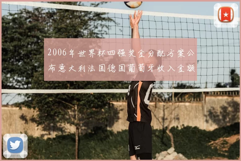 2006年世界杯四强奖金分配方案公布意大利法国德国葡萄牙收入金额
